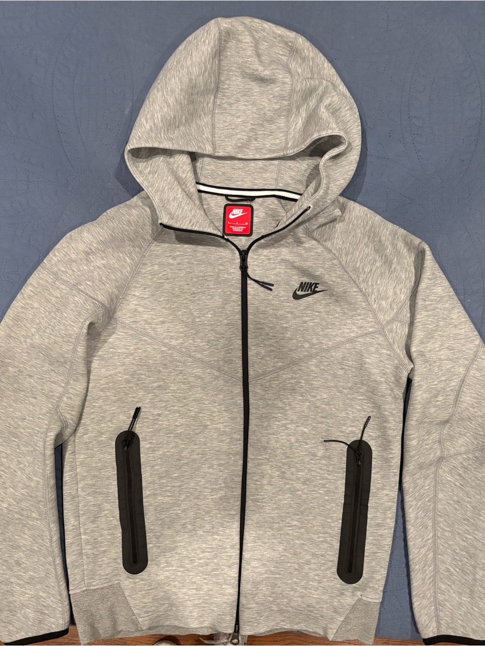 Nike Tech Fleece Full Zip Hoodie Gray Black Youth Small